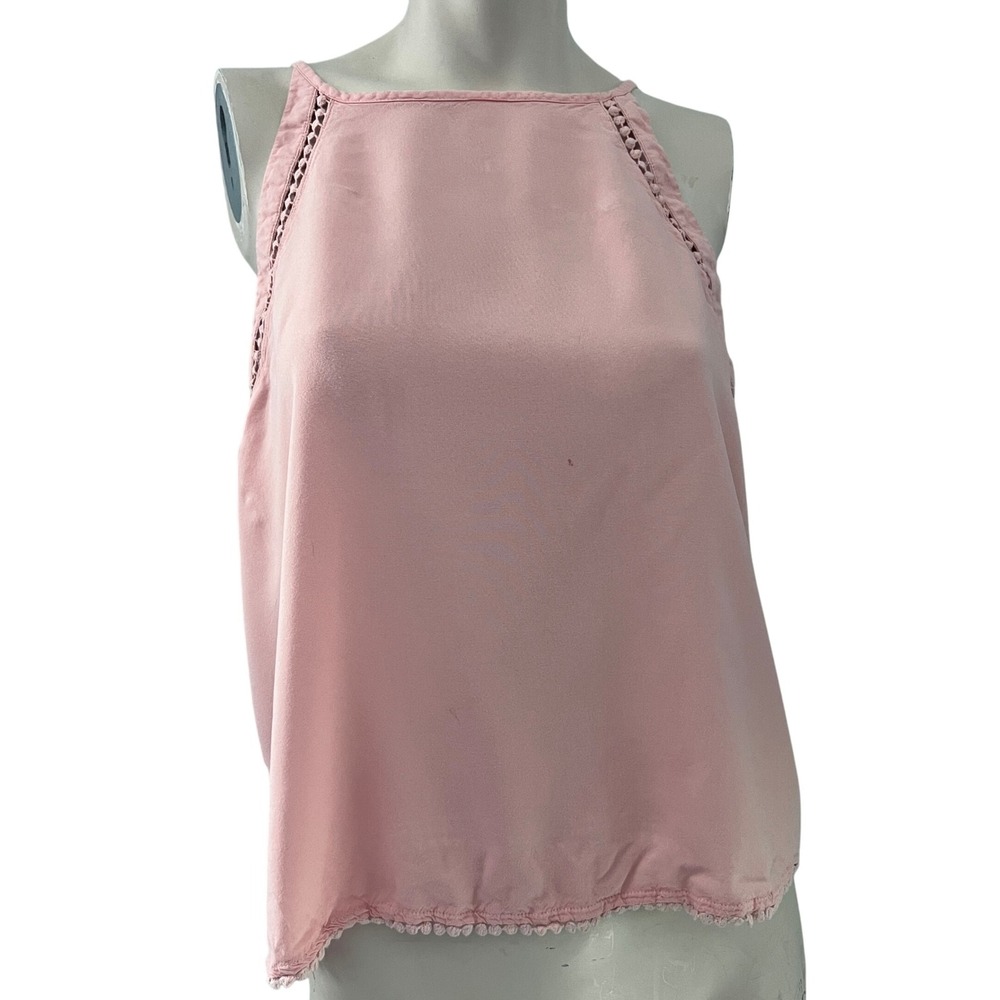 Mudd Pink Tank Top XL‎ Sleeveless Pom Trim Casual Cute Top Y2K Boho Feminine